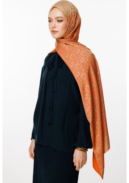 Nora Desen Çift Taraflı Şal Vizon-Tarçın