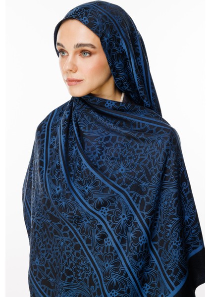 Lavin Desen Çift Taraflı Şal Siyah-Indigo modelleri