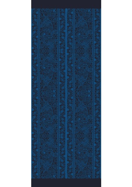 Lavin Desen Çift Taraflı Şal Siyah-Indigo