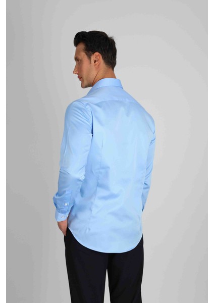 LM375 C 567 O.mavi Pamuk Saten Comfort Fit Erkek Gömlek modelleri