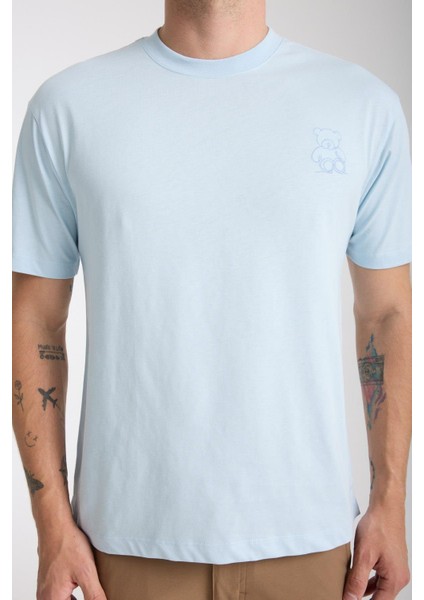Erkek %100 Pamuk Relax Ayı Nakışlı T-Shirt modelleri