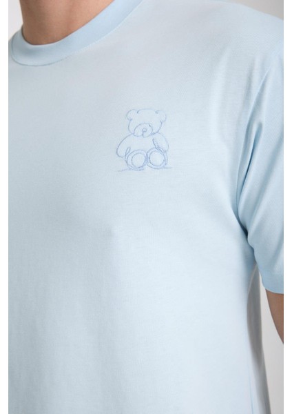 Erkek %100 Pamuk Relax Ayı Nakışlı T-Shirt indirimleri