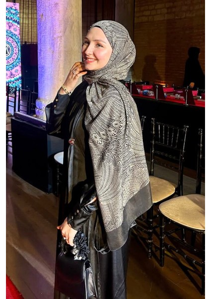 Mayra Desen Çift Taraflı Şal Siyah-Siyah