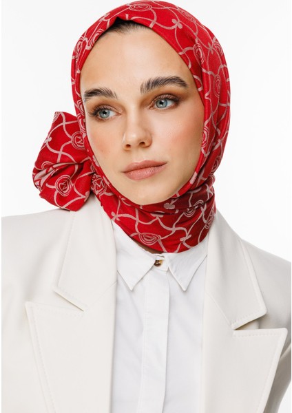 Marrakech Desen Çift Taraflı Şal Bordo-Mint Yeşili
