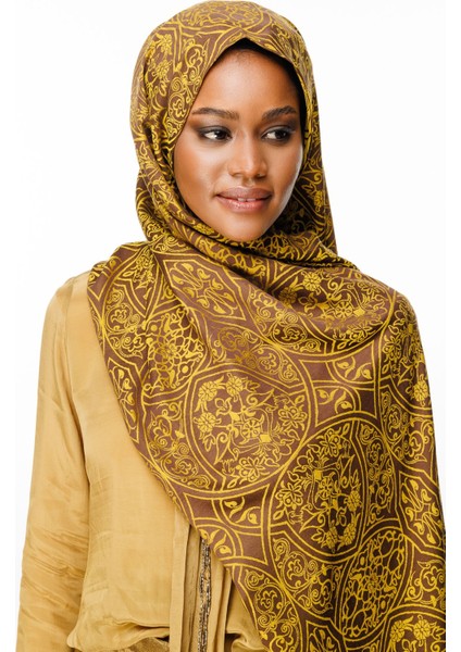 Morocco Desen Çift Taraflı Şal Acı Kahve-Hardal fiyatları