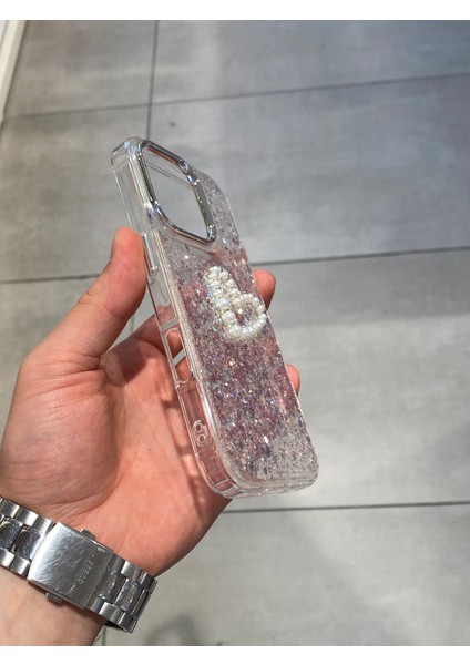 Iphone 16 Pro Uyumlu Işıltılı Kalp Figürlü Şeffaf Epoksi Sert Silikon Kılıf fiyatları
