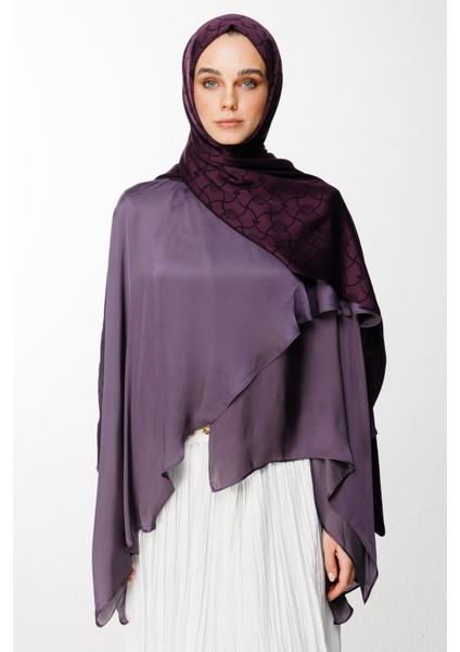 Marrakech Desen Çift Taraflı Şal Mor-Siyah