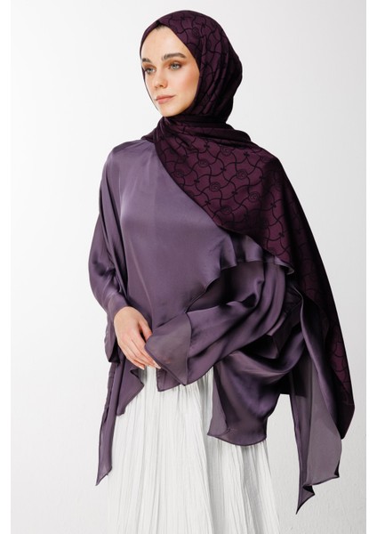Marrakech Desen Çift Taraflı Şal Mor-Siyah fiyatları