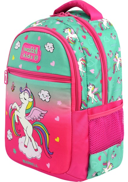 Royalglow Kombin Fuşya Unicorn Ilkokul Çantası ve Termal Beslenme Çantası Kalemlikli Set