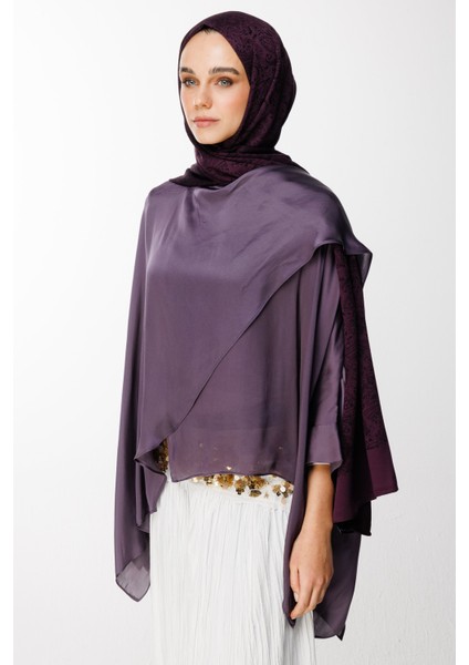 Velora Desen Çift Taraflı Şal Mor-Siyah fiyatları