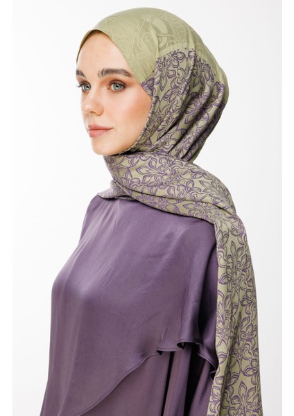 Nora Desen Çift Taraflı Şal Zeytin-Mor modelleri