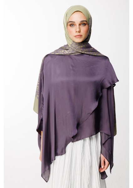 Nora Desen Çift Taraflı Şal Zeytin-Mor fırsatları