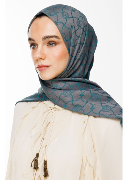 Marrakech Desen Çift Taraflı Şal Koyu Gri-Zümrüt fiyatları