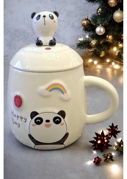 Sevimli Kedi Seramik Kupa, Mavi, 10X8,5