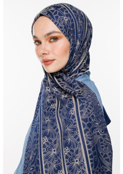 Lavin Desen Çift Taraflı Şal Lacivert-Bej modelleri