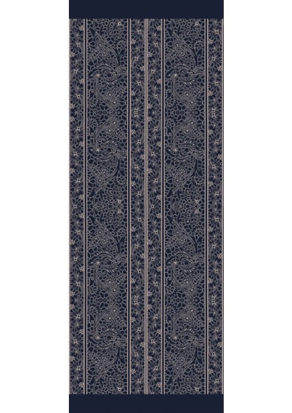 Lavin Desen Çift Taraflı Şal Lacivert-Bej