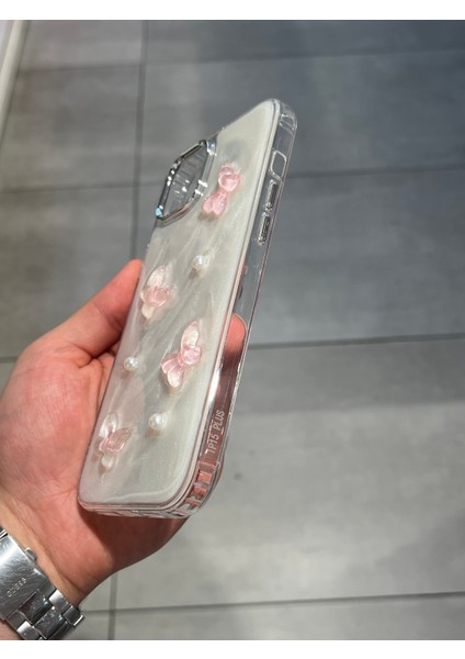 Iphone 14 Plus ve 15 Plus Uyumlu Kelebek Figürlü Epoksi Tasarım Sert Şeffaf Silikon Kılıf fiyatları