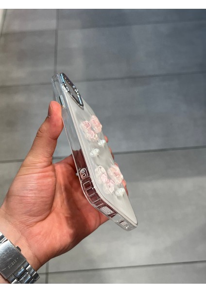 Iphone 14 Plus ve 15 Plus Uyumlu Kelebek Figürlü Epoksi Tasarım Sert Şeffaf Silikon Kılıf modelleri