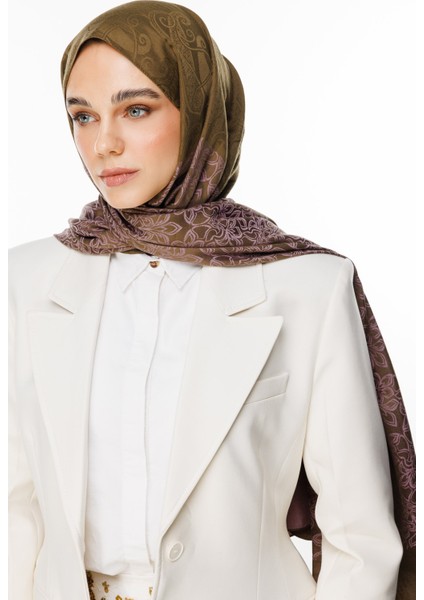 Nora Desen Çift Taraflı Şal Koyu Haki-Koyu Gül Kurusu fiyatları