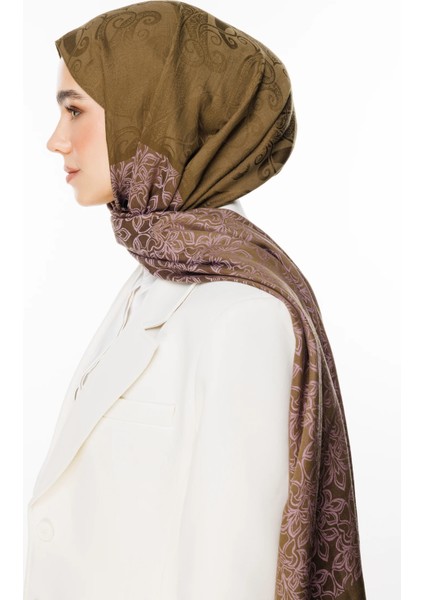 Nora Desen Çift Taraflı Şal Koyu Haki-Koyu Gül Kurusu modelleri