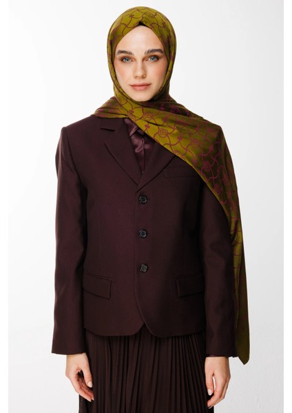 Marrakech Desen Çift Taraflı Şal Yağ Yeşili-Mürdüm