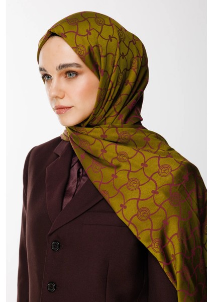 Marrakech Desen Çift Taraflı Şal Yağ Yeşili-Mürdüm modelleri