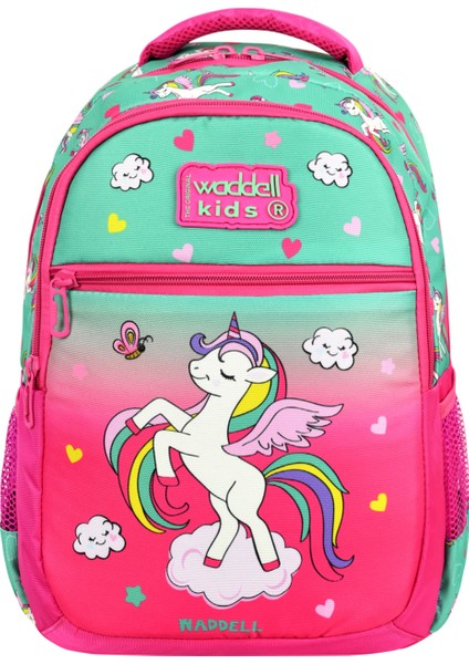 Royalglow Kombin Fuşya Unicorn Ilkokul Çantası ve Termal Beslenme Çantası Kalemlikli Set