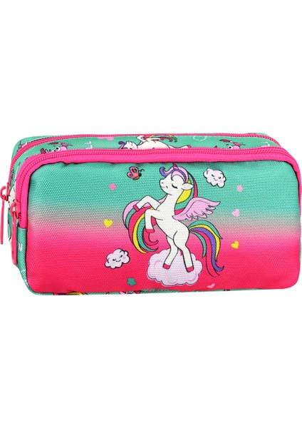 Royalglow Kombin Fuşya Unicorn Ilkokul Çantası ve Termal Beslenme Çantası Kalemlikli Set