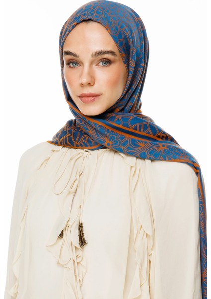 Lavin Desen Çift Taraflı Şal Petrol Mavisi-Turuncu fiyatları