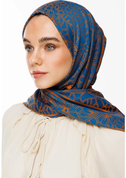 Lavin Desen Çift Taraflı Şal Petrol Mavisi-Turuncu modelleri