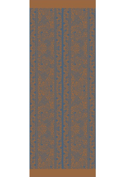 Lavin Desen Çift Taraflı Şal Petrol Mavisi-Turuncu