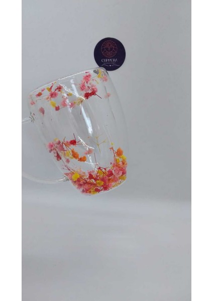 Renkli Çift Çidarlı Kurutulmuş Canlı Çiçekli Isıya Dayanıklı Kupa fırsatları