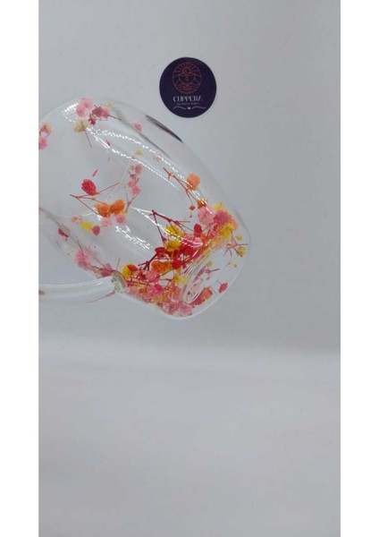 Renkli Çift Çidarlı Kurutulmuş Canlı Çiçekli Isıya Dayanıklı Kupa indirimleri