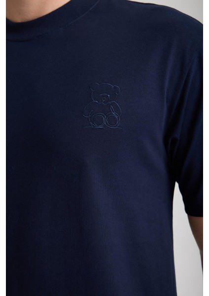 Erkek %100 Pamuk Relax Ayı Nakışlı T-Shirt fiyatları