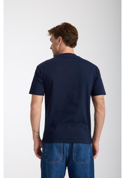 Erkek %100 Pamuk Relax Fit Baykuş Nakışlı T-Shirt modelleri