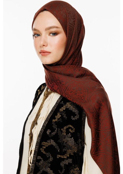 Morocco Desen Çift Taraflı Şal Acı Kahve-Kahve