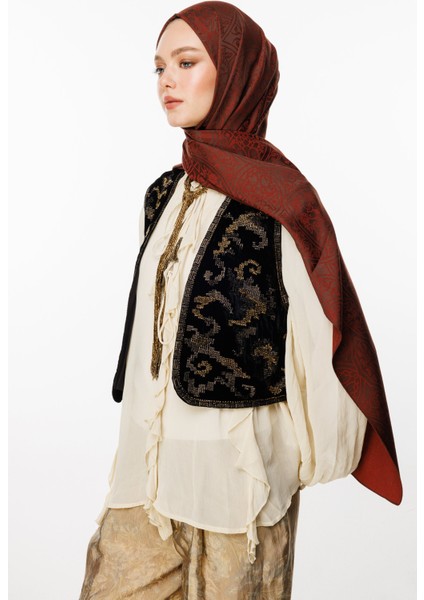 Morocco Desen Çift Taraflı Şal Acı Kahve-Kahve modelleri