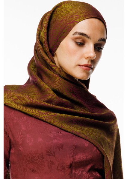 Mayra Desen Çift Taraflı Şal Yağ Yeşili-Mürdüm