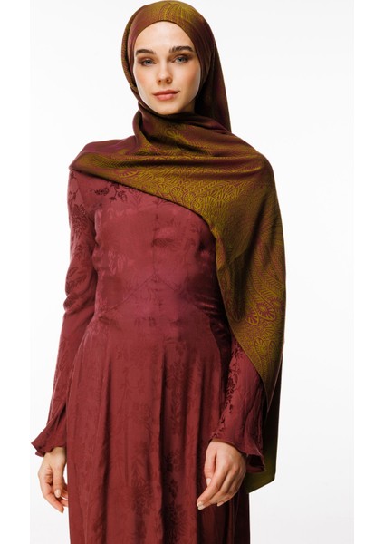 Mayra Desen Çift Taraflı Şal Yağ Yeşili-Mürdüm modelleri