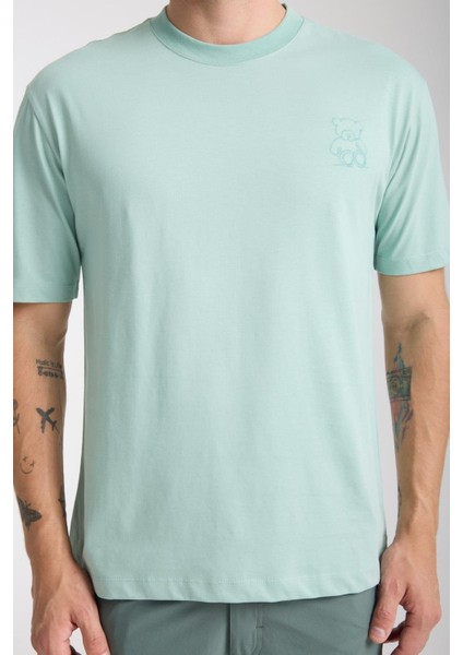 Erkek %100 Pamuk Relax Ayı Nakışlı T-Shirt fırsatları