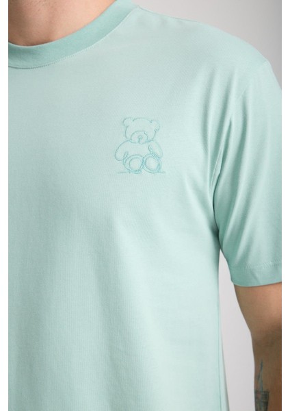 Erkek %100 Pamuk Relax Ayı Nakışlı T-Shirt indirimleri