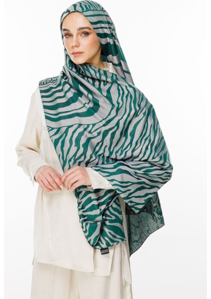 Riad Desen Çift Taraflı Şal Zümrüt-Pembe