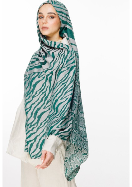 Riad Desen Çift Taraflı Şal Zümrüt-Pembe modelleri