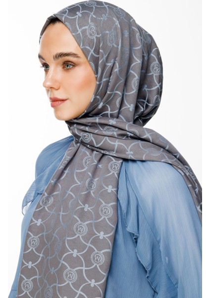 Marrakech Desen Çift Taraflı Şal Koyu Gri-Açık Mavi fiyatları