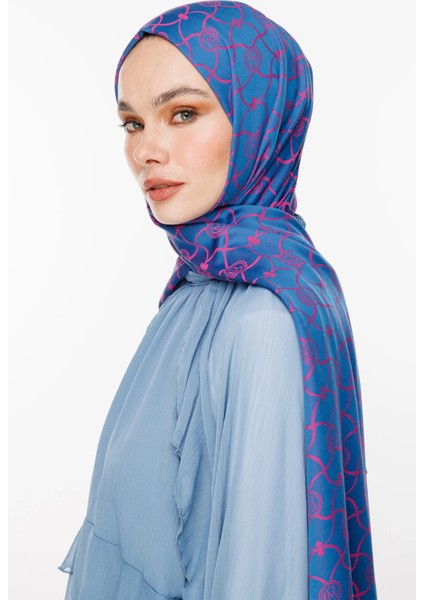 Marrakech Desen Çift Taraflı Şal Petrol Mavisi-Fuşya fiyatları