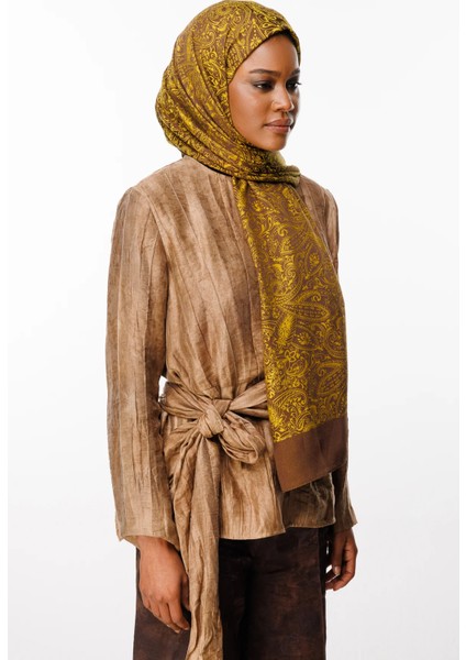 Velora Desen Çift Taraflı Şal Acı Kahve-Hardal fiyatları