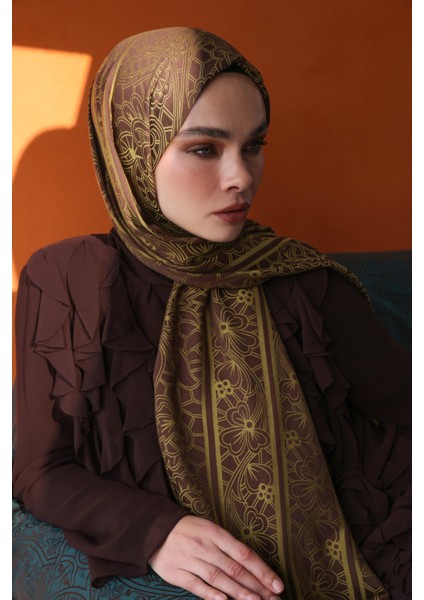 Lavin Desen Çift Taraflı Şal Acı Kahve-Somon modelleri