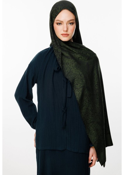 Velora Desen Çift Taraflı Şal Siyah-Haki modelleri