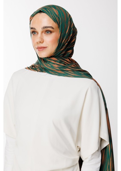 Selis Desen Çift Taraflı Şal Zümrüt-Kayısı modelleri