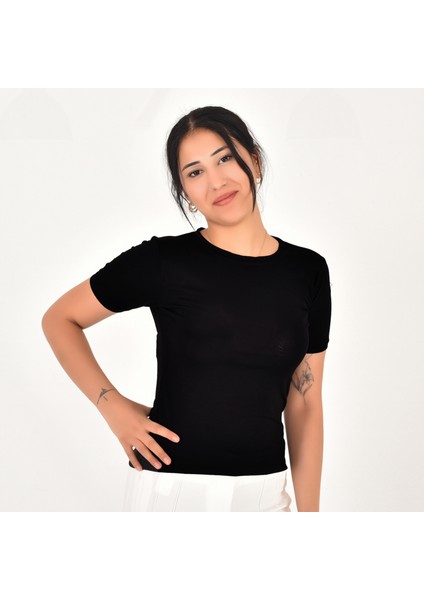 Kadın Bisiklet Yaka Pamuk Bluz